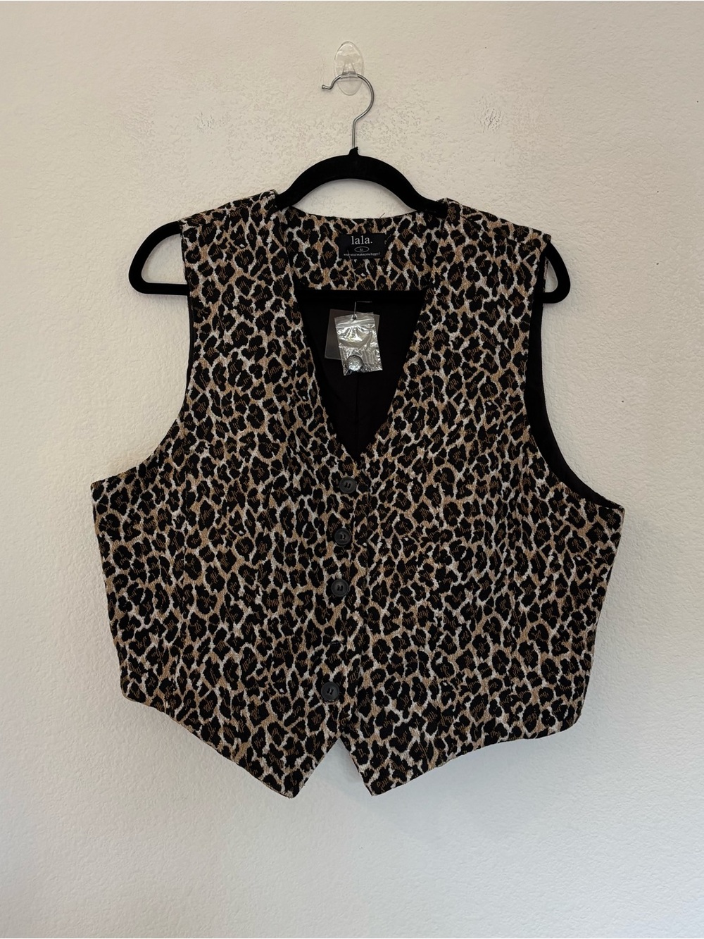 Dressed in LALA Not Your Grandma’s Leopard Jacquard Waistcoat Vest NWT